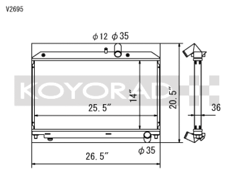 Koyo 2004-2008 Mazda RX-8 1.3L (Manual Transmission) Radiator - part drawing