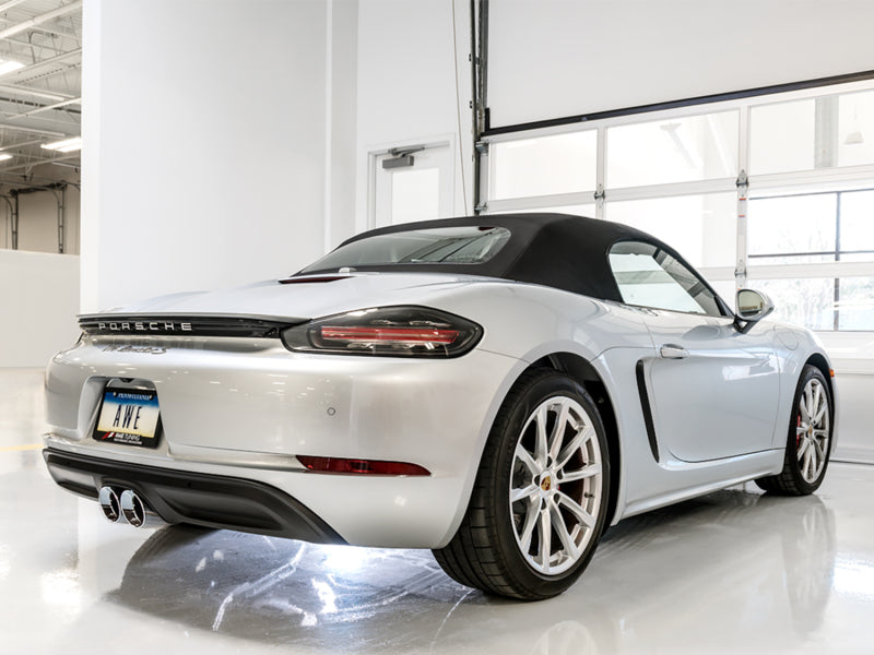 AWE Tuning Porsche 718 Boxster / Cayman Track Edition Exhaust - Chrome Silver Tips - photo 2