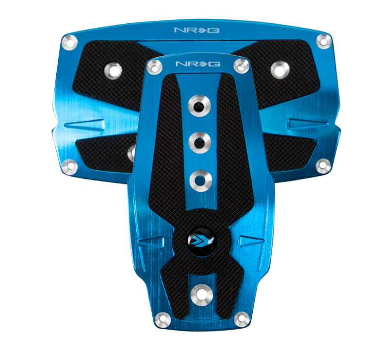 NRG Brushed Aluminum Sport Pedal A/T - Blue w/ Black Rubber Inserts (PDL-250BL) - photo 2