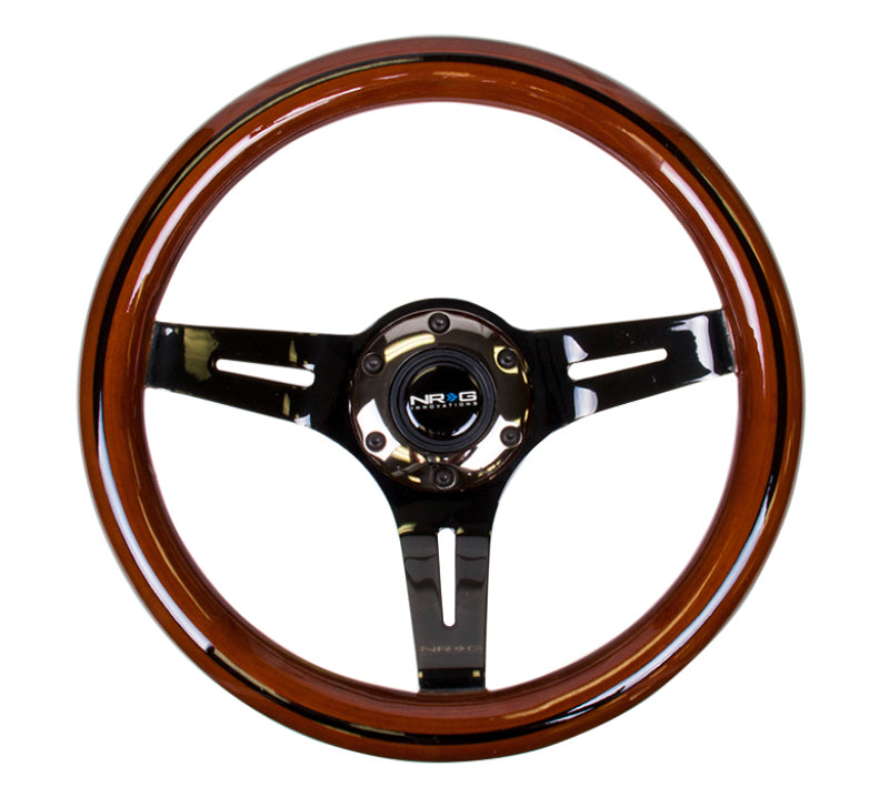 NRG Classic Wood Grain Steering Wheel (310mm) Dark Wood & Black Line Inlay w/ Black Chrome 3-Spoke Ctr. (ST-310BRB-BK) - photo 3