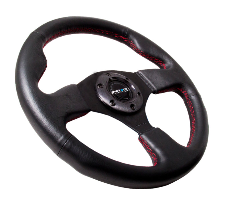 NRG Reinforced Steering Wheel (320mm) Leather w/ Red Stitch (RST-012R-RS) - photo 2