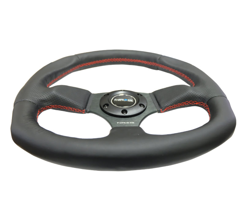 NRG Reinforced Steering Wheel (320mm Horizontal / 330mm Vertical) Leather w/ Red Stitching (RST-009R-RS) - photo 3