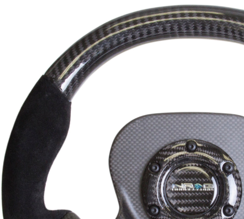 NRG Carbon Fiber Steering Wheel (320mm) CF Center Plate & Two-Tone Carbon w/ Suede Trim Handles (ST-X10CF-S) - photo 3