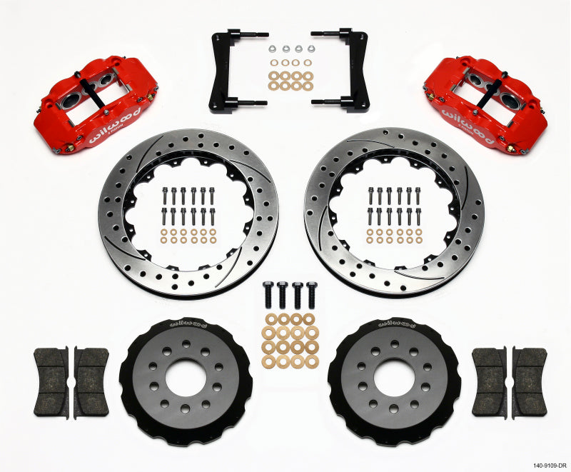 Wilwood 2005-2014 Ford Mustang Forged Narrow Superlite 6R Front Big Brake Kit (13.06in) - Red / Drilled & Slotted