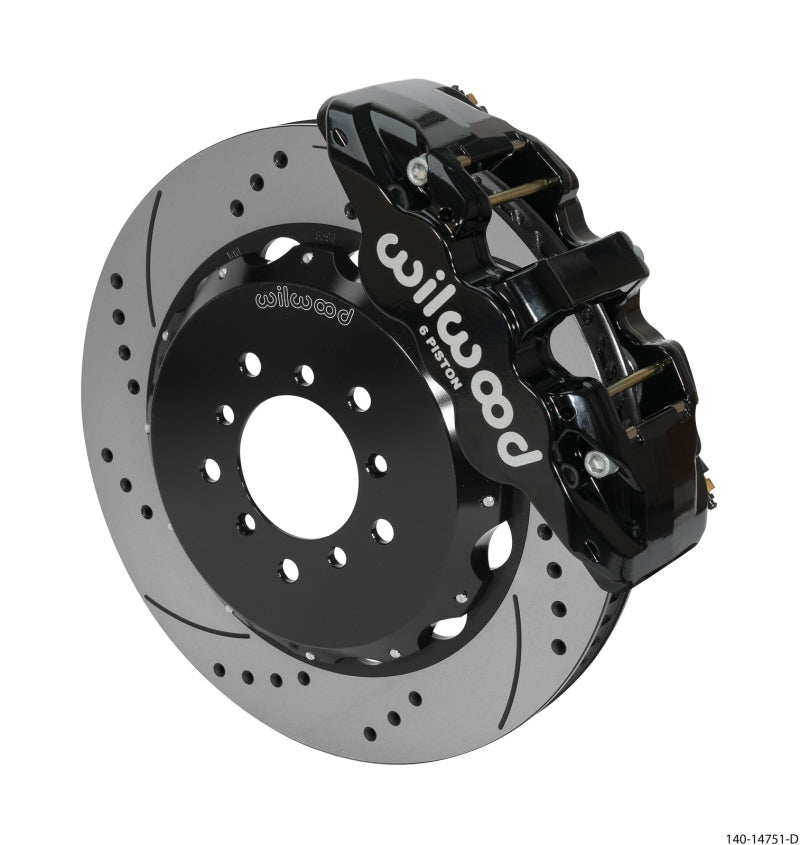 Wilwood 2000-2006 BMW M3 E46 Aero6 Front Big Brake Kit (14in) - Black / Drilled & Slotted