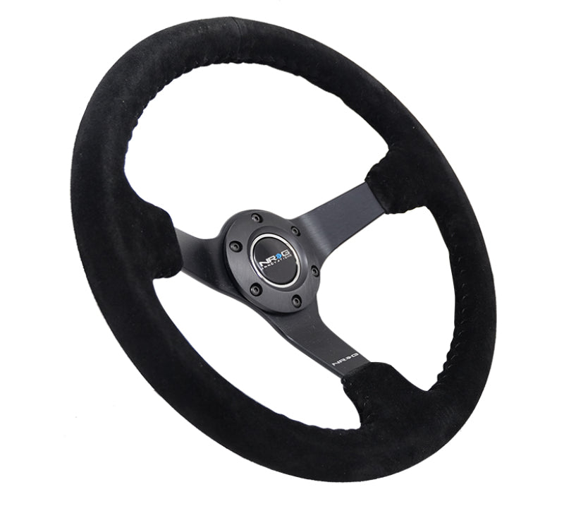 NRG Reinforced Steering Wheel (350mm / 3in. Deep) Black Suede/Black Bball Stitch w/ 5mm Matte Black Spoke (RST-036MB-S-BK) - photo 2