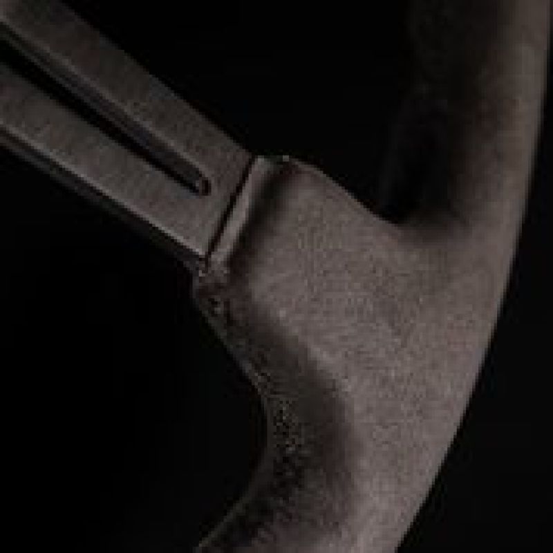 NRG Reinforced Steering Wheel (350mm / 3in. Deep) Black Leather w/ Alcantara Stitching (RST-018SA)