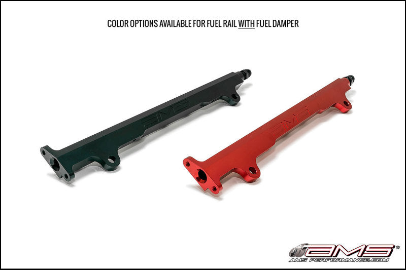 AMS Performance 2008-2015 Mitsubishi EVO X CNC Machined Aluminum Fuel Rail w/Pulsation Dampener - Red (amsAMS.04.07.0006-1)