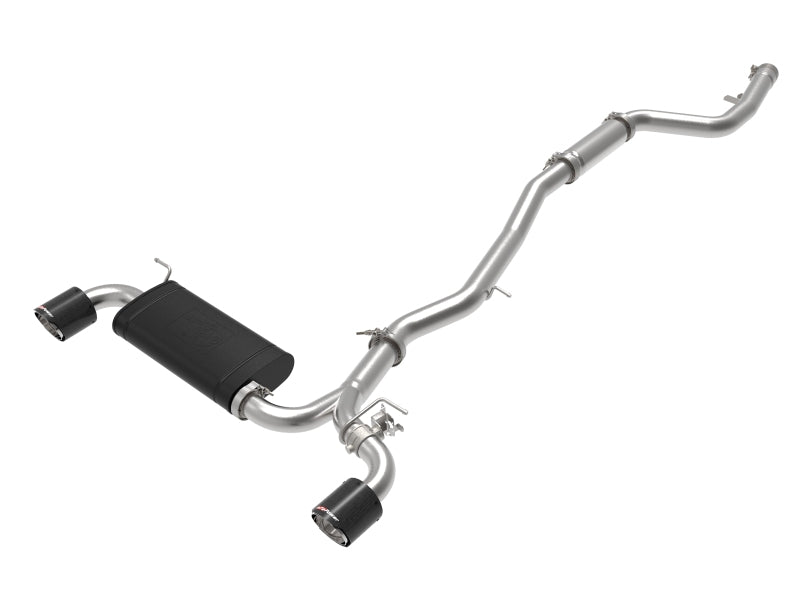 aFe POWER Takeda 2020 Toyota Supra L6-3.0L 3in-2.5in 304 Stainless Steel Cat-Back Exhaust Carbon Tips