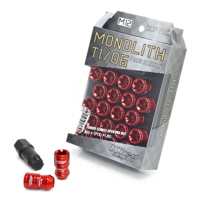 Project Kics 12x1.25 Monolith T1/06 Lug Nut Set - Red (20 Pcs) (WMN03R)