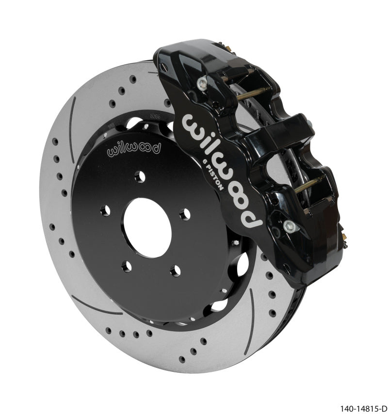 Wilwood 2003-2009 Nissan 350Z Aero6 Front Big Brake Kit (14in) - Black / Drilled & Slotted