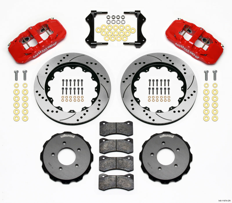 Wilwood 1999-2006 BMW 3 Series E46 Aero6 Front Big Brake Kit (14in) - Red / Drilled & Slotted