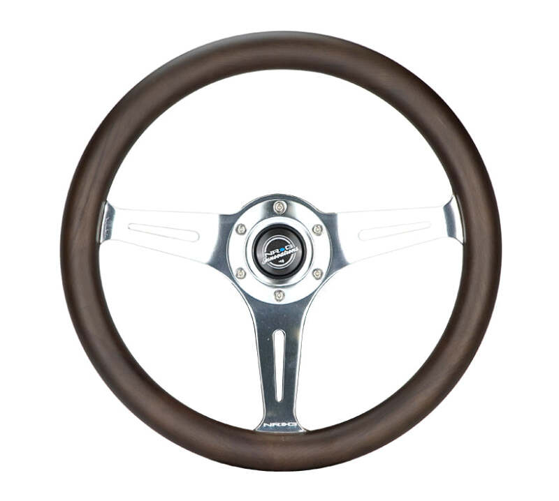 NRG Classic Wood Grain Wheel - 350mm 3 Chrome Silver Spokes Oak Color Wood (ST-015SL-OAK)