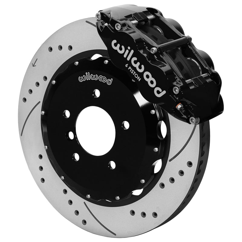 Wilwood BMW M3 E36 Narrow Superlite 6R Front Big Brake Kit (14in) - Black / Drilled & Slotted