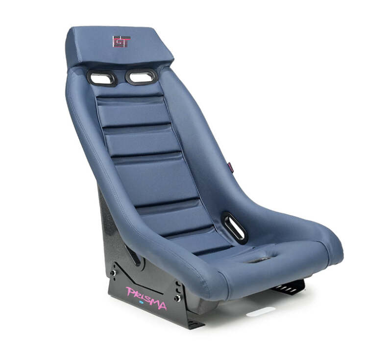 NRG GT Retro Bucket Seat - Navy PVC Leather Navy Stitching Silver Fiberglass Back w/ Glitter (PRI-150NVY)