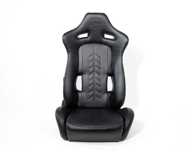 NRG Reclinable Sport Seats (Pair) The Arrow Black Vinyl w/ Pressed NRG logo w/ Black Stitch (RSC-810BK L/R) - photo 4