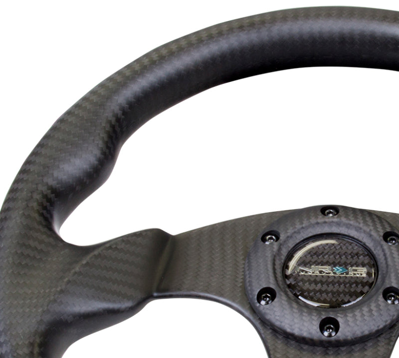 NRG Carbon Fiber Steering Wheel (320mm) Flat Bottom Matte Black Carbon (ST-009CF/MB) - photo 3