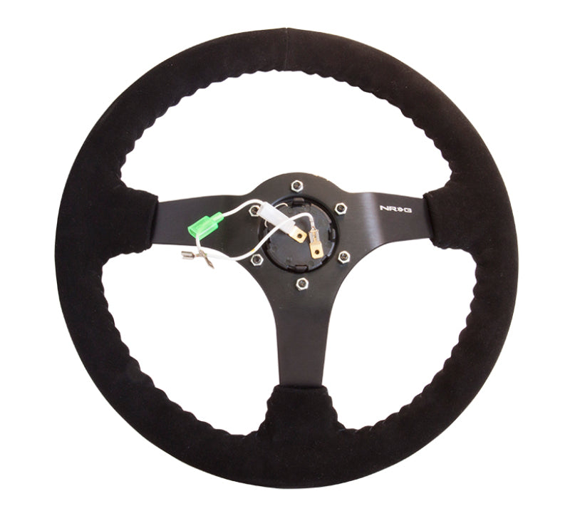 NRG Reinforced Steering Wheel (350mm / 3in. Deep) Black Suede w/ Black BBall Stitch (Odi Bakchis Edition) (RST-036MB-S) - photo 5