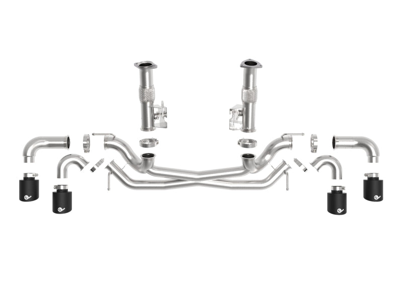 aFe MACH Force-Xp 3in to 2-1/2in 304 Stainless Steel Cat-Back (No Muff.) 2020 Chevrolet Corvette (C8) 6.2L - Black Tip - photo 2
