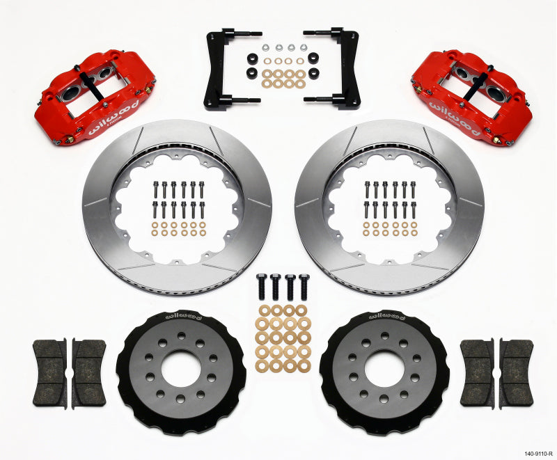 Wilwood 2005-2014 Ford Mustang Forged Narrow Superlite 6R Front Big Brake Kit (14in) - Red / Slotted