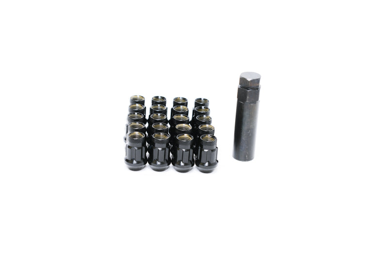Muteki HR38 Open End Lug Nuts 12x1.25 Black Chrome / Red Ring (HR3805BR)