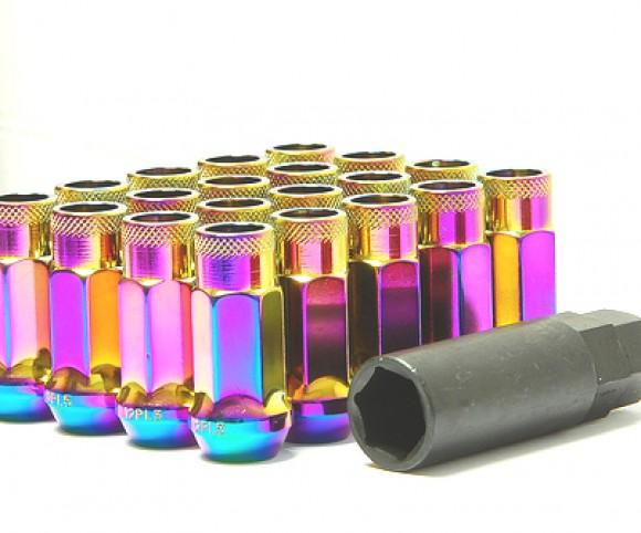 Muteki SR48 Open End Locking Lug Nut Set of 4 - Black 12x1.25 48mm (32901B)