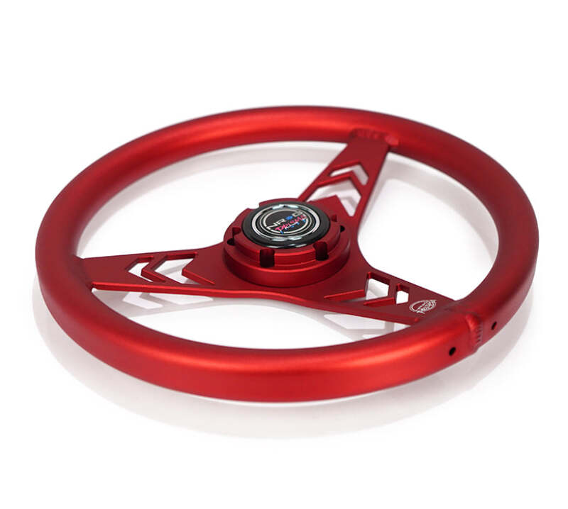 NRG Aluminum Steering Wheel 330mm - Arow Cutout - Ergonomic Grip - Anadized Red (RST-070-RD) - photo 3