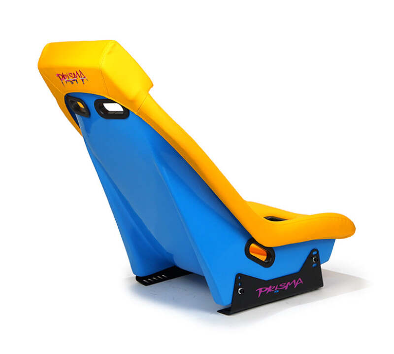 NRG GT Retro Bucket Seat - Yellow PVC Leather Yellow Stitching Off-White Fiberglass Back (PRI-100YL-OASIS) - photo 3
