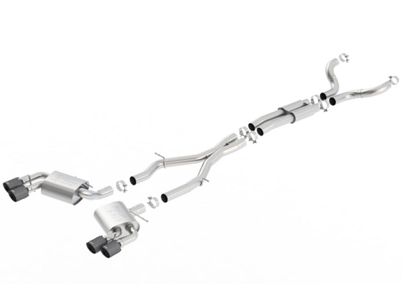 Borla 2016-2017 Chevrolet Camaro 6.2L 4in Dual CF Tips with Black Core Dual Split Exit ATAK Cat-Back Exhaust