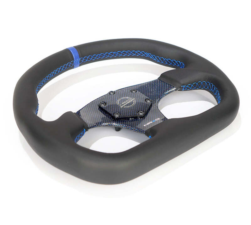 NRG Carbon Fiber Steering Wheel (320mm) Blue CF Center w/ Blue Stitch Blue Center Mark Flat Bottom (RST-024CF/BL) - photo 3