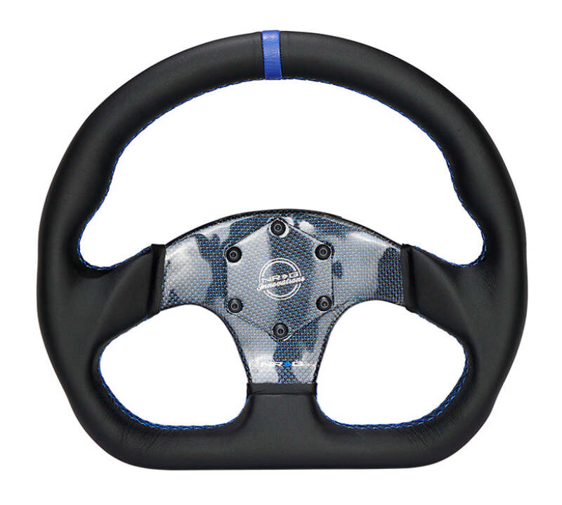 NRG Carbon Fiber Steering Wheel (320mm) Blue CF Center w/ Blue Stitch Blue Center Mark Flat Bottom (RST-024CF/BL) - photo 2