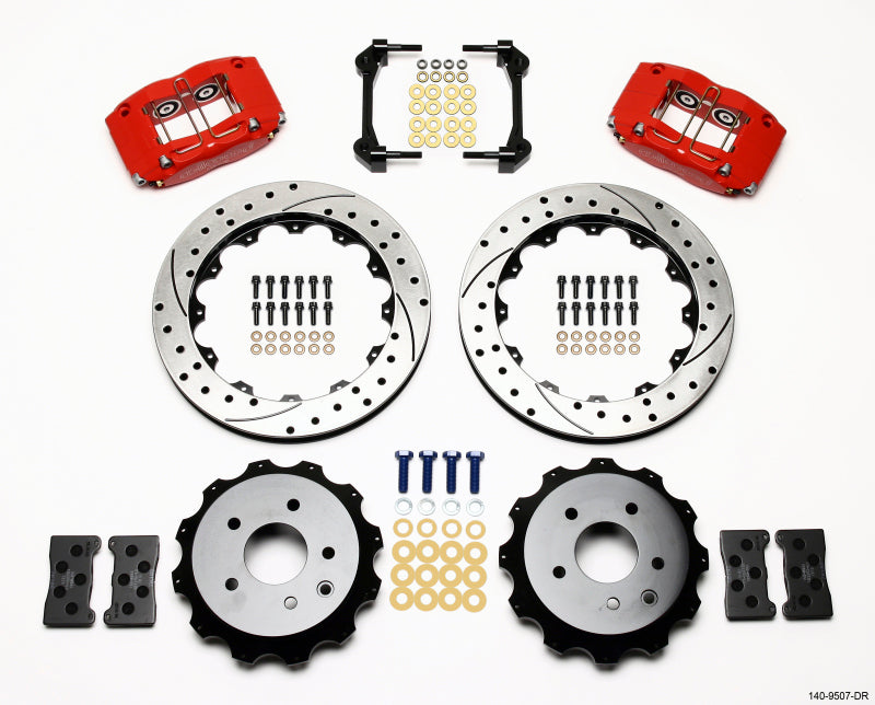Wilwood 2003-2009 Nissan 350Z / Infiniti G35 Dynapro Radial Rear Big Brake Kit (12.88in) - Red / Drilled & Slotted