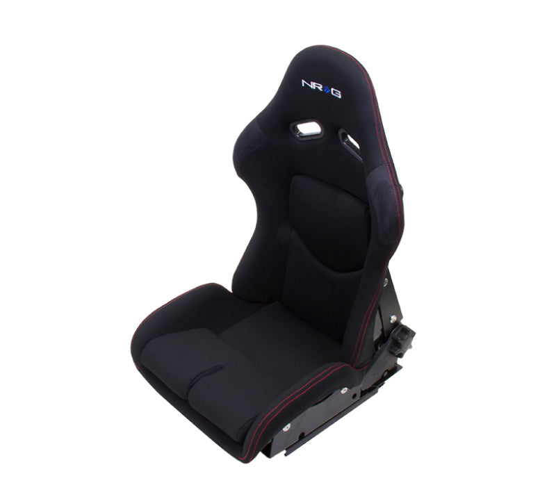 NRG FRP Bucket Seat - Reclinable (Black Cloth w/ Red Stitching) (RSC-400BK)