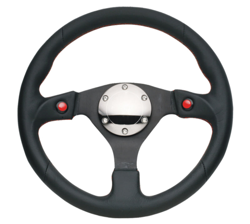 NRG Reinforced Steering Wheel (320mm) Black Leather w/ Dual Buttons (RST-007R) - photo 3