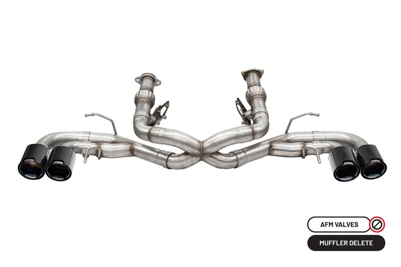 CORSA Performance 2020-2025 Chevrolet Corvette C8 RWD 3in Track Cat-Back Delete Exhaust with 4.5in CF Black PVDTips