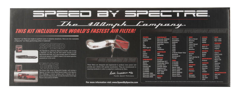 Spectre 2005-2009 Ford Mustang GT V8-4.6L F/I Air Intake Kit - Polished w/Red Filter (spe9924) - photo 2