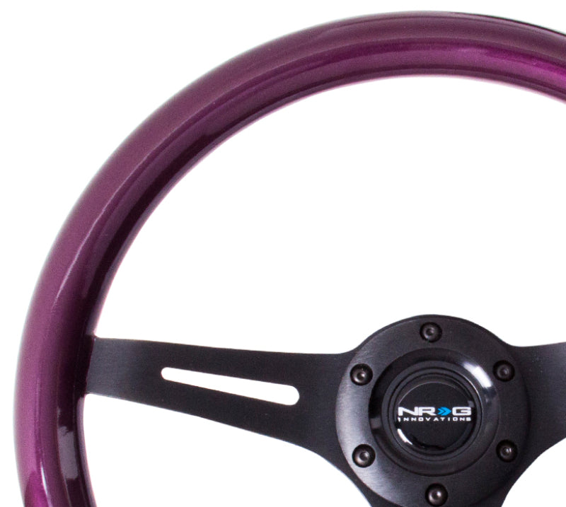 NRG Classic Wood Grain Steering Wheel (350mm) Purple Pearl/Flake Paint w/ Black 3-Spoke Center (ST-015BK-PP) - photo 3