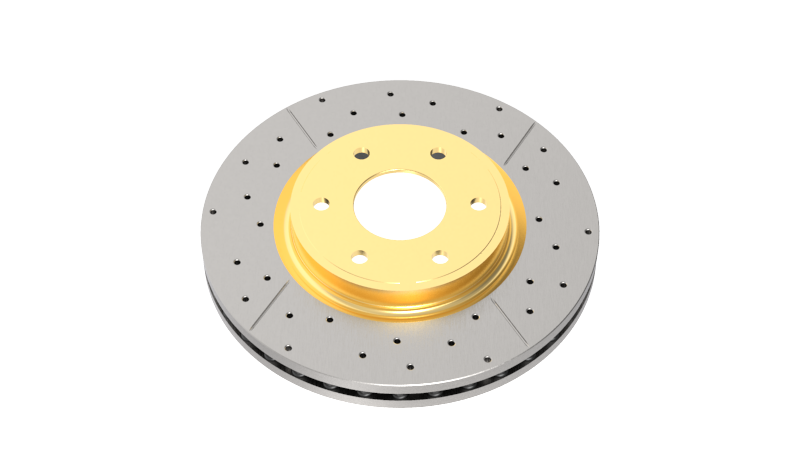 DBA Subaru BRZ (2013-2021) / Impreza WRX STI (GD) / WRX/STI (GR/GV) Street Series Drilled & Slotted Front Brake Rotor, Gold Hat (DBA654X-10)
