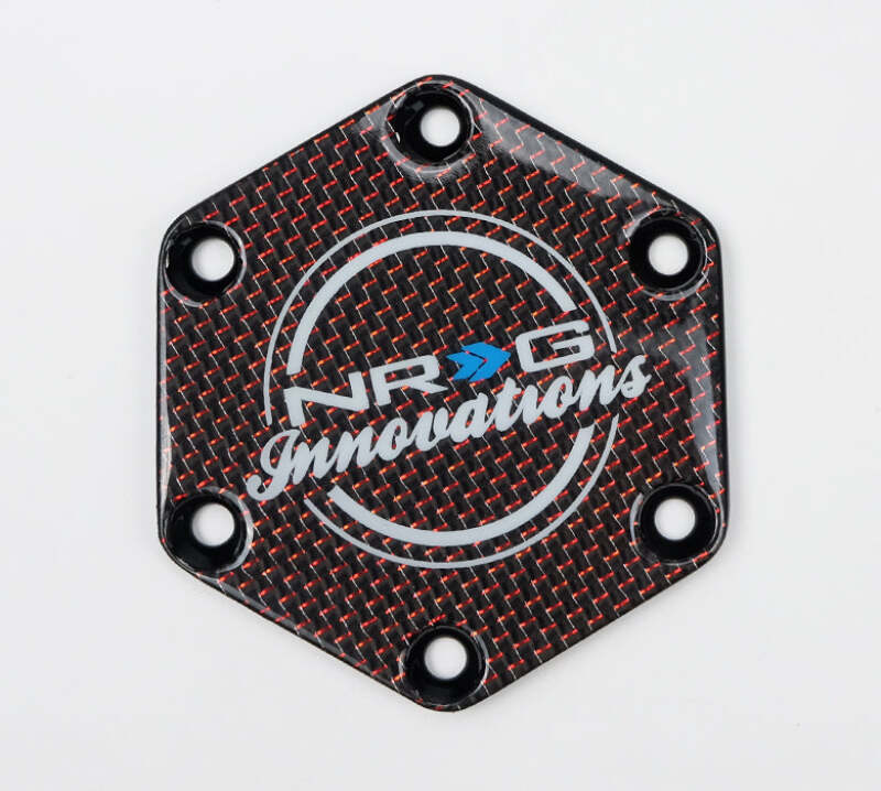 NRG Carbon Fiber w/ Red Texalium Fabrics Horn Delete Button Circular Logo Front/ Back (STR-640CF/RD) - photo 2