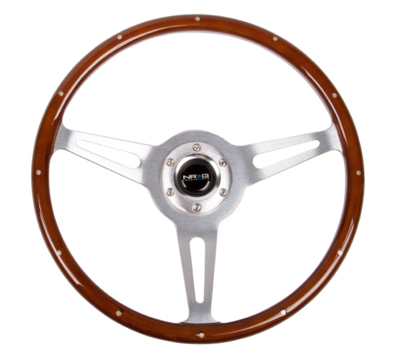 NRG Classic Wood Grain Steering Wheel (365mm) Wood w/ Metal Inserts & Brushed Aluminum. 3-Spoke Center (ST-380SL) - photo 4