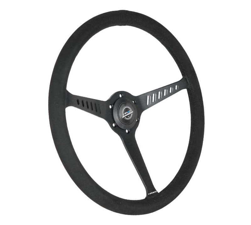 NRG Reinforced Stealth Wheel (380mm) 3 Spoke Center - 1in Deep Dish - Vegan Suede Red Stitch (RST-380-STL-SA) - photo 2