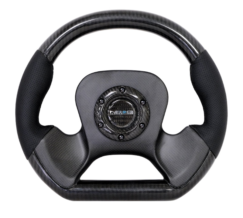 NRG Carbon Fiber Steering Wheel (320mm) CF Center Plate & Two-Tone Carbon w/ Leather Trim Handles (ST-X10CF) - photo 4