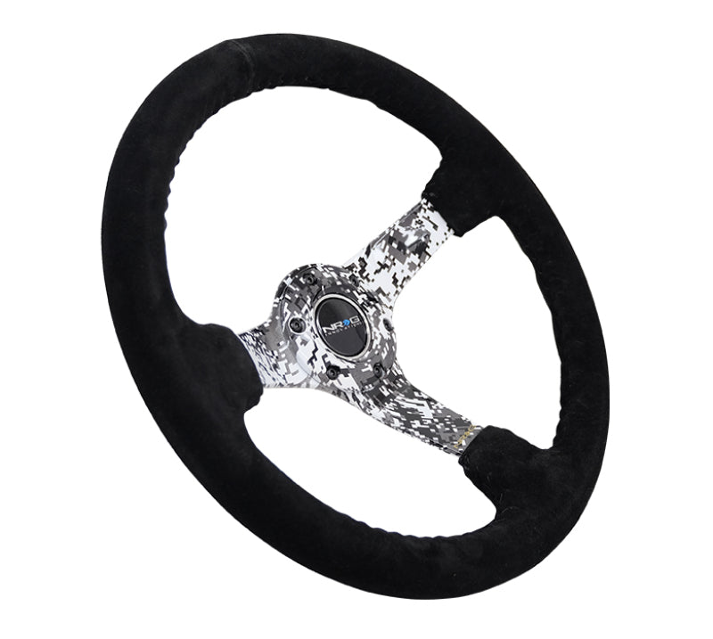 NRG Reinforced Steering Wheel (350mm / 3in. Deep) Black Suede w/ Hydrodipped Digi-Camo Spokes (RST-036DC-S) - photo 2