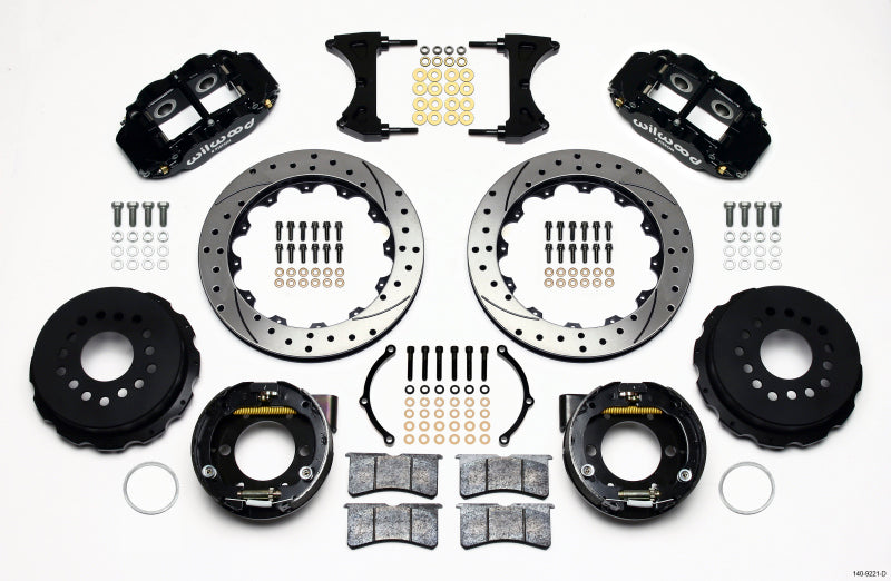 Wilwood 2005-2014 Ford Mustang Forged Narrow Superlite 4R Rear Big Brake Kit with Parking Brake (12.88in) - Black / Drilled & Slotted