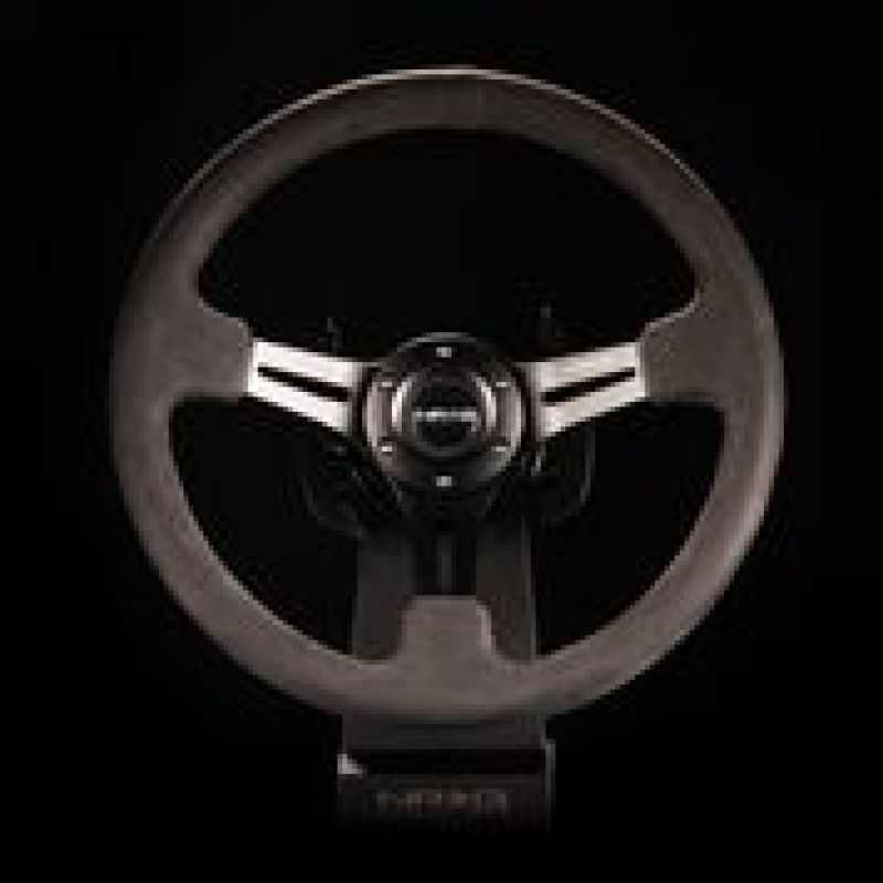 NRG Reinforced Steering Wheel (350mm / 3in. Deep) Black Leather w/ Alcantara Stitching (RST-018SA) - photo 3