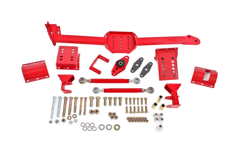 BMR Suspension 05-14 S197 Mustang Body Mount Watts Link Rod End/Poly w/ Adj. Axle Clamps - Red