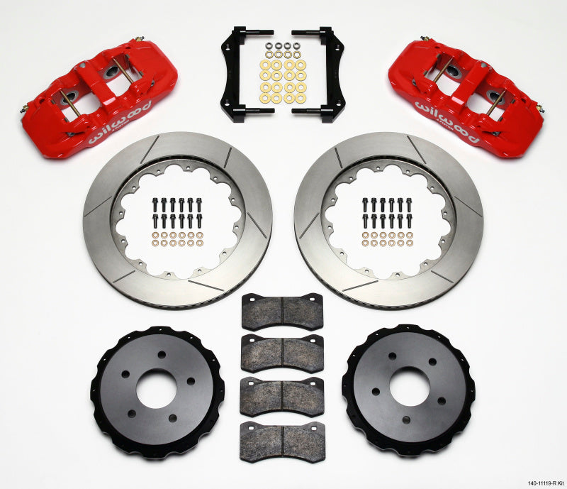 Wilwood 1997-2013 Chevrolet Corvette C5/C6 Aero4 Rear Big Brake Kit (14in) - Red / Slotted