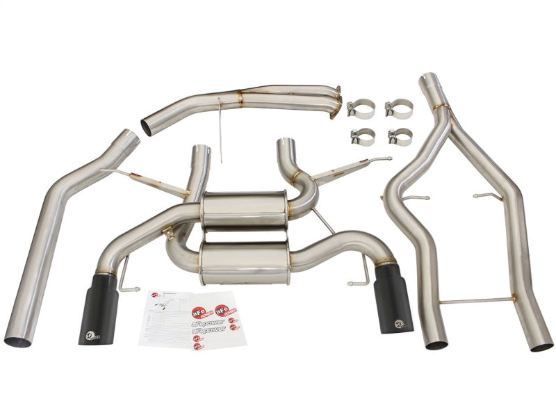 aFe MACH Force-Xp 304 Stainless Steel Black Tip 3.0in-2.5in Dia Cat-Back Exhaust 2011-2013 BMW 335i (E90/E92) 3.0L
