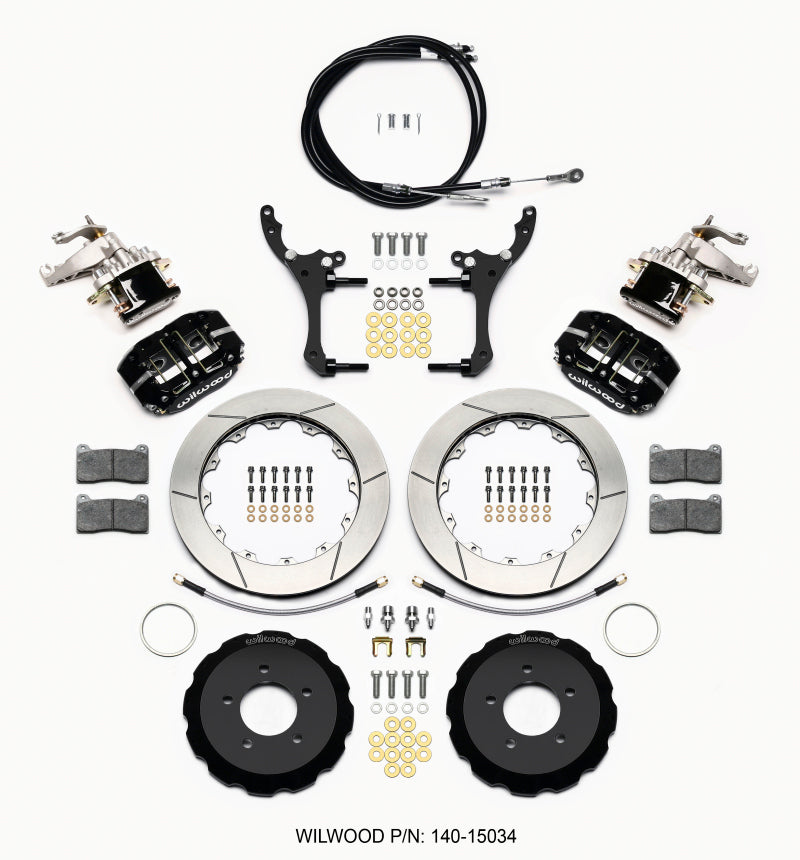 Wilwood 2006-2015 Mazda MX-5 Miata NC Narrow Dynapro Radial4/MC4 Rear Big Brake Kit with Parking Brake (12.88in) - Black / Slotted