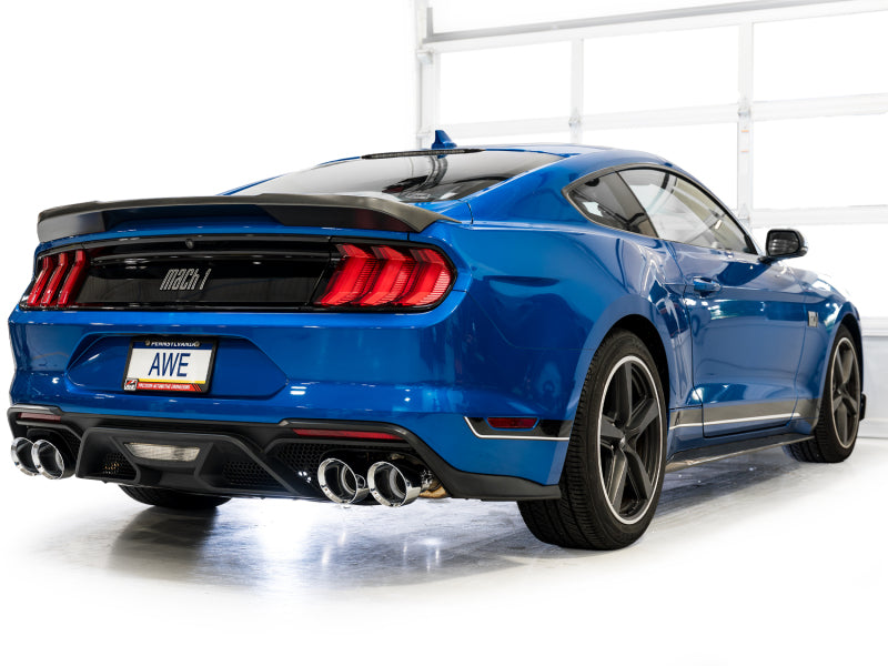 AWE Tuning 2021-2023 Ford Mustang Mach 1 SwitchPath Cat-Back Exhaust with Quad Chrome Silver Tips - photo 4